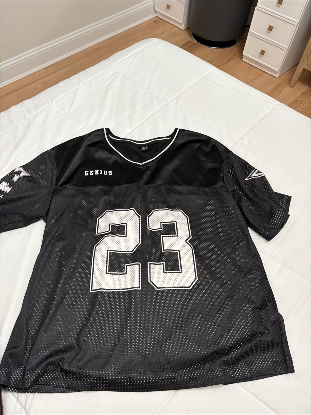SHEIN Black Mesh Athletic Jersey with White Number 23